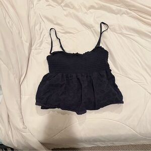 PACSUN LA Hearts Ruched Bow Tie Babydoll Top